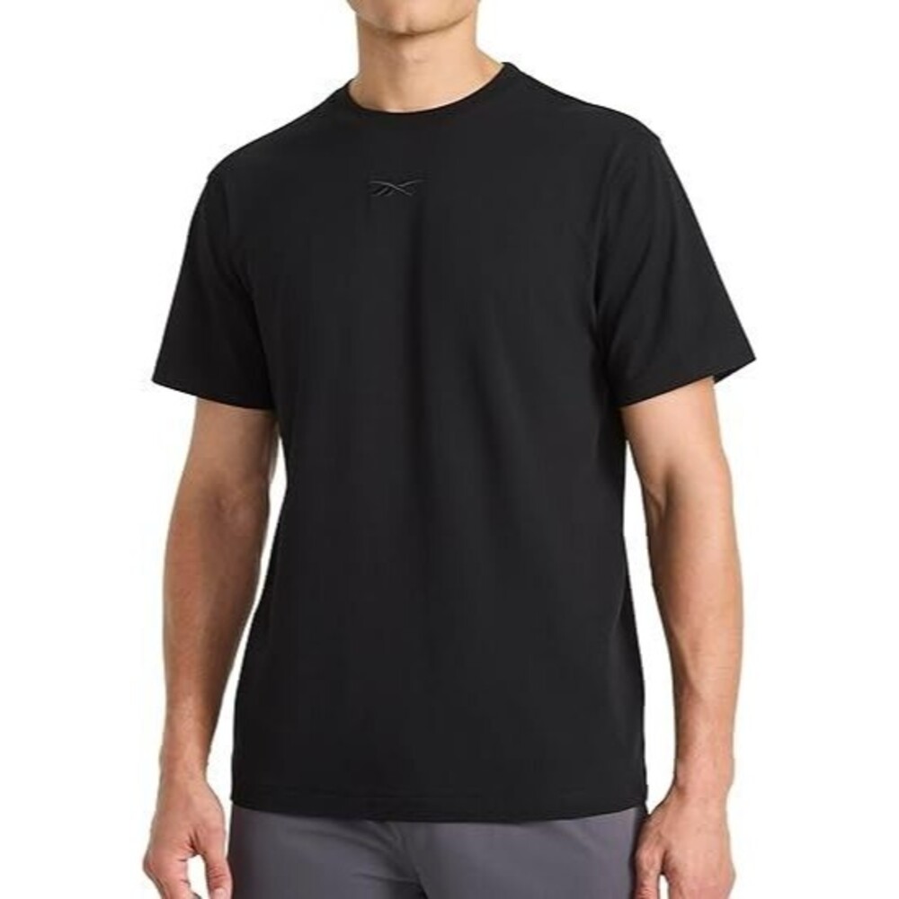 Reebok Men's T-Shirt X-LARGE Short Sleeve Crewneck Embroidered Black Lightweight